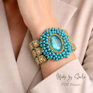Wzór na bransoletkę z kryształkami w formacie PDF • Samouczek koralikowania z kolczykami • Biżuteria z koralików trąbkowych