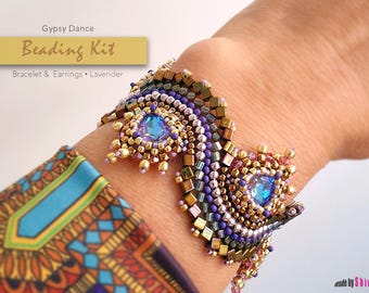 Beading Kit Bracelet & Earrings • DIY Jewelry Making Kit • Pattern Included • Free US Shipping