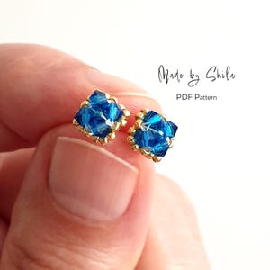 Beginner Beaded Stud Earrings PDF – Step-by-Step CRAW Tutorial with Crystal & Pearl