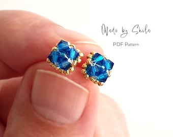 Beginner Beaded Stud Earrings PDF – Step-by-Step CRAW Tutorial with Crystal & Pearl