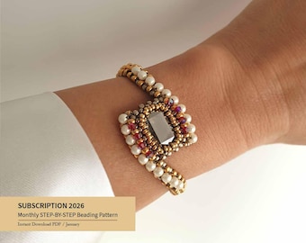 2026 Beading Pattern Subscription • Monthly Seed Bead Jewelry Tutorial PDF • Jewelry making