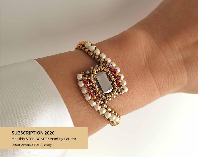 2026 Beading Pattern Subscription • Monthly Seed Bead Jewelry Tutorial PDF • Jewelry making