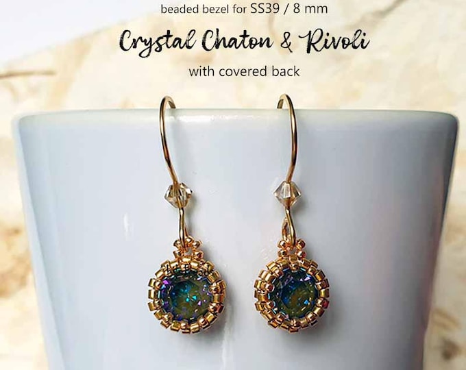 Peyote Bezel for 8mm Rivoli & Chaton SS39 • Beaded Jewelry Component, Seed and Delica Beads