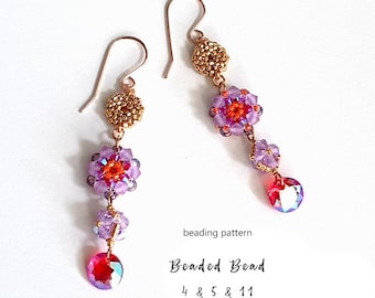 Beaded Earrings Pattern: Seed Beads, Crystals, Pearls (3 PDF Download)