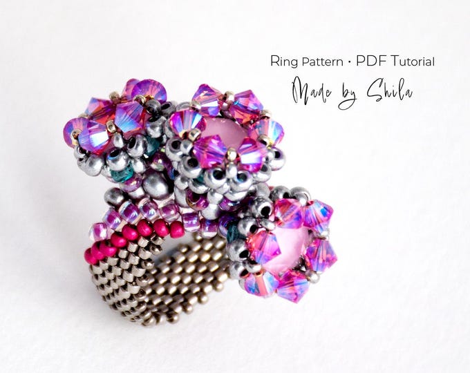 Beaded Ring Pattern • Peyote and RAW Stitch Jewelry Tutorial (PDF)