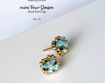 Beaded Earrings Pattern • Seed Bead, Crystal Pearl mini Four Seasons (PDF Pattern)