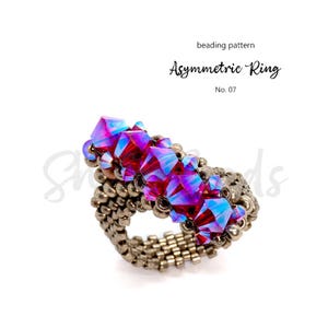 Zelfstudie kralenpatroon, stap voor stap DIRECT pdf-download: asymmetrische ring I. nr. 07