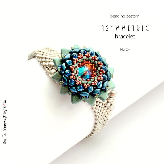 Pattern Tutorial - Bracelet or Pendant Jewelry making with beads Step-by-step PDF Instant download - Asymmetric Bracelet & Pendant No 16
