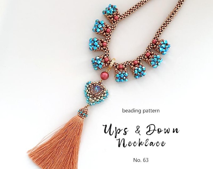 3 Beading Patterns for necklace, earrings, tassel: Seed Beads, Crystals, Pearls (PDF Download)