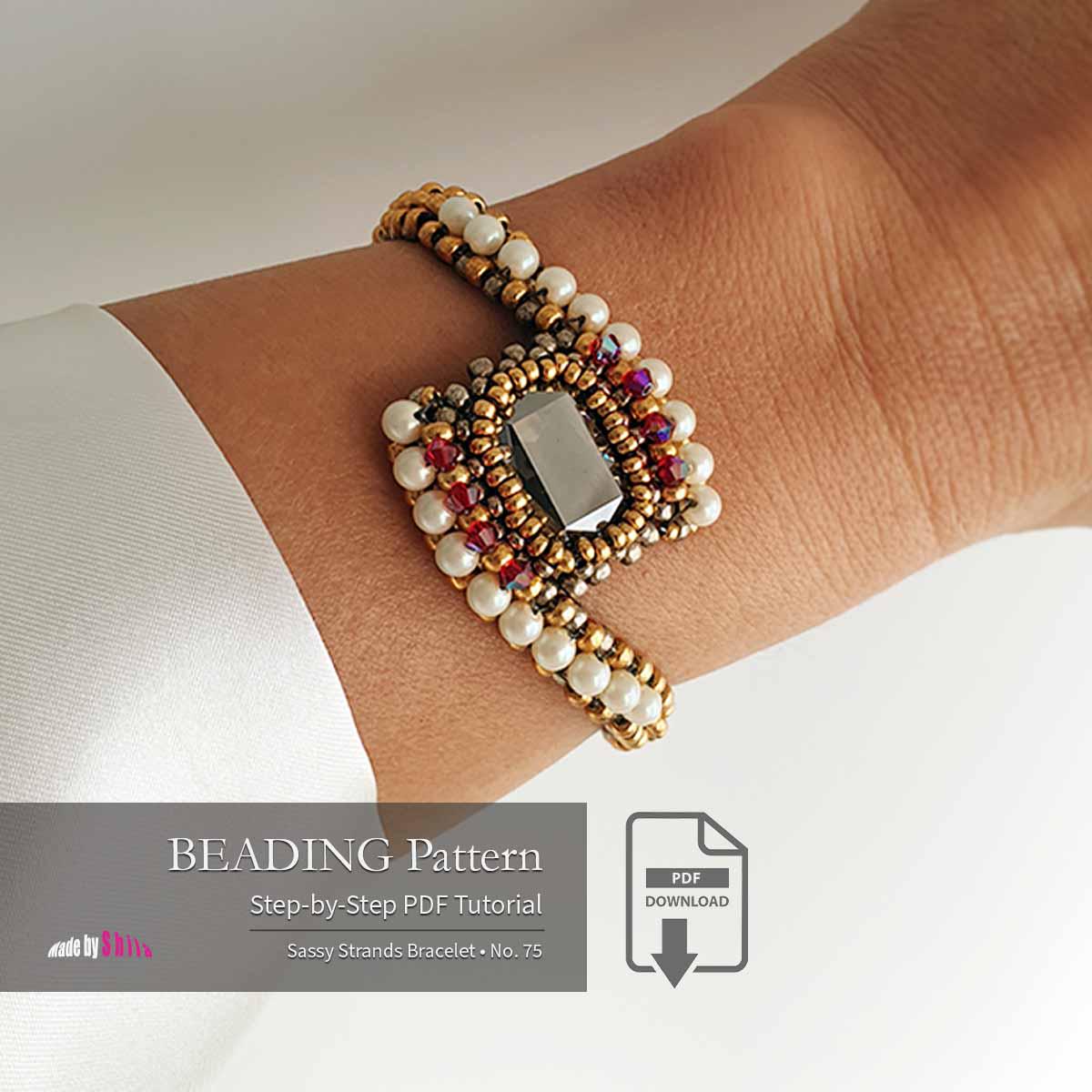 Seed Bead Bracelet Pattern PDF • Beginner RAW Beading with Crystal ...