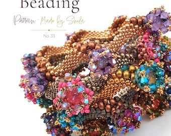Beading Pattern PDF • Seed Bead & Crystal Bracelet • Peyote and RAW Tutorial