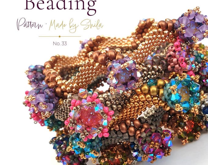 Beading Pattern PDF • Seed Bead & Crystal Bracelet • Peyote and RAW Tutorial