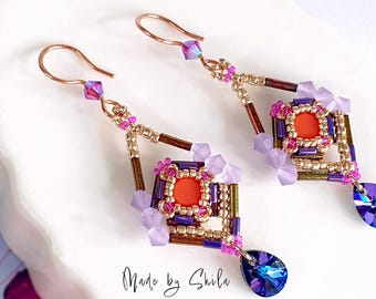 Beaded Earring Pattern: Crystal & Seed Bead Tutorial (PDF)