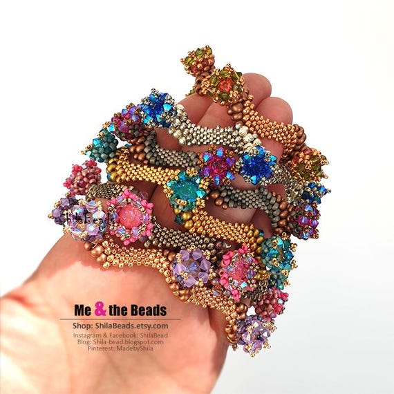 Kit Jewelry making for Bracelet with high-quality Seed beads and Crystals - Waves of La Manche *LAGUNA* color version