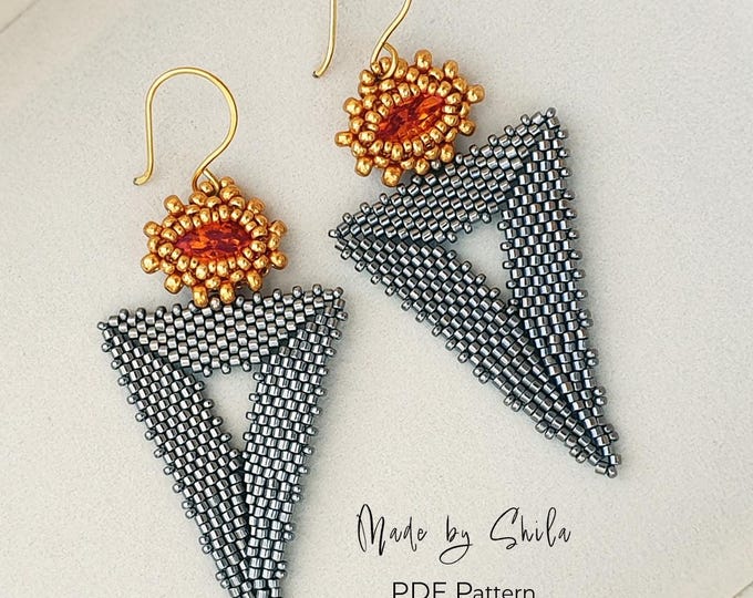 Peyote Beading Pattern PDF • Rivoli & Navette Bezel • DIY Seed Bead Earrings (Instant Download)