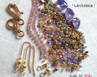 Beads for jewelry making beading Kit with Japanese Seed beads and Crystals with or without tutorial pattern