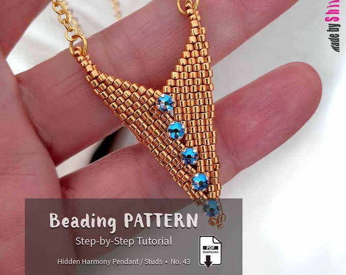 Beaded Triangle Pendant Pattern PDF • Circular Peyote Beading Tutorial • DIY Jewelry Making