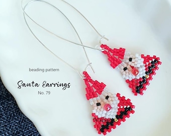 Beading Pattern Step-by-step INSTANT Downloadable PDF Tutorial - Beaded Earrings Charm No 79 - Santa Claus