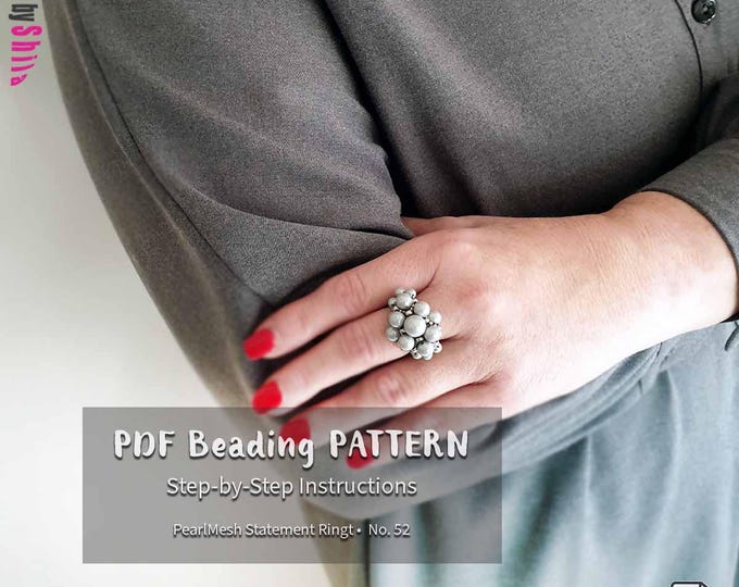 Beading Pattern PDF • Statement Seed Bead Ring, Netting & RAW Tutorial