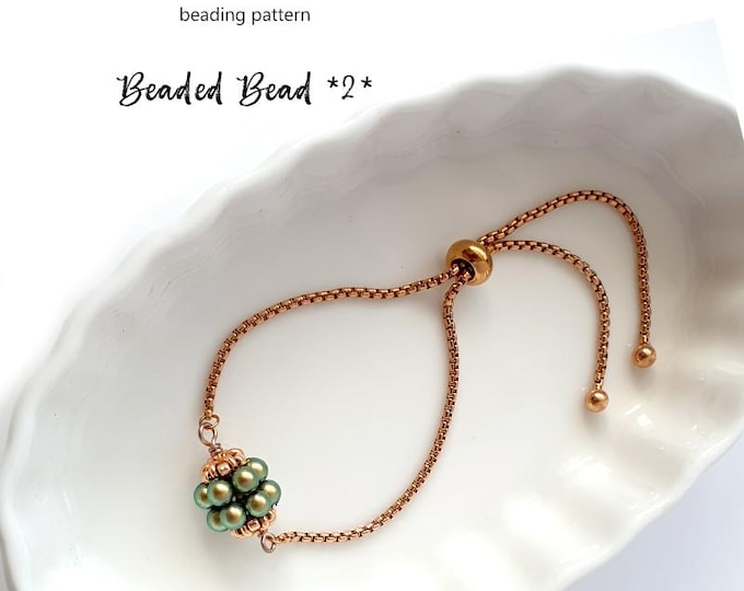 Jewellery making - Beading Pattern Tutorial Step by step INSTANT download PDF - Beaded Bead * 2 *