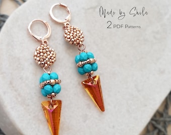 Beaded Beads Earrings Pattern • Seed Bead & Crystal Jewelry (2 PDF Download)