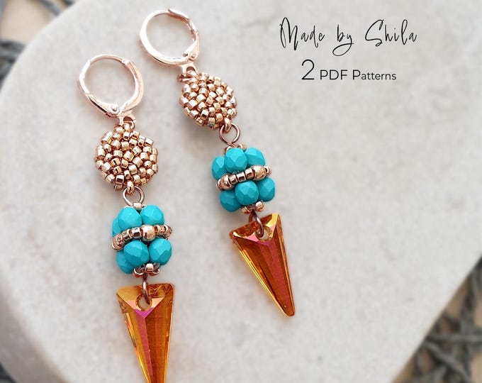 Beaded Beads Earrings Pattern • Seed Bead & Crystal Jewelry (2 PDF Download)
