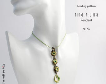 Beading Pattern Tutorial Step by step INSTANT download PDF - Ting-a-ling Pendant No 56