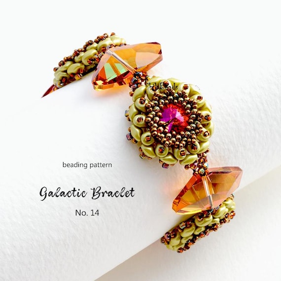 Pattern Tutorial - Bracelet Jewelry making with Seed and Super Duo Crystal beads Step-by-step PDF Instant download - Mignon Bracelet No 15
