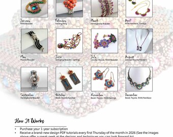 2026 Beading Pattern Subscription • Monthly Seed Bead Jewelry Tutorial PDF • Jewelry making