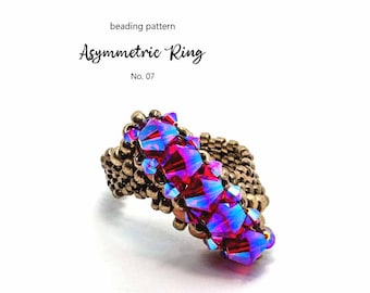 Asymmetric Ring • Beading Pattern Tutorial • Step-by-Step PDF, Instant Download