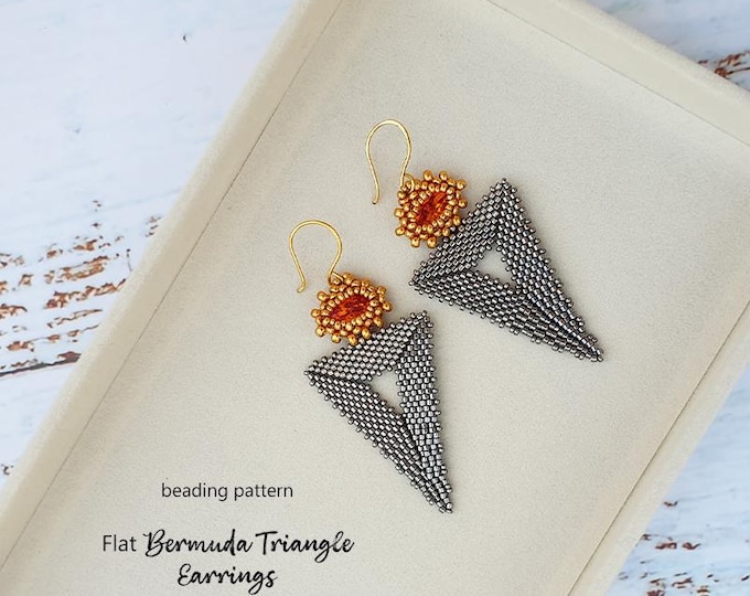 Beaded Triangle Earrings Pattern: Delica Beads, RAW Bezel (PDF Tutorials No. 12)