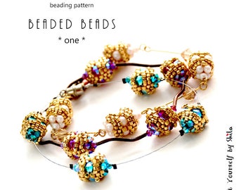 Jewelry making - Beading Pattern Tutorial Step by step INSTANT download PDF - Beaded Bead *ONE*