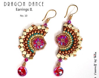 Beading Pattern Tutorial Step by step INSTANT download PDF - Dragon Dance Earrings II. No 10