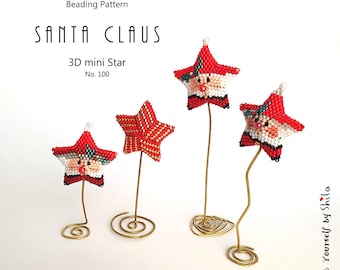 Beading Pattern Step by step INSTANT downloadable PDF - 3D Beaded Christmas Santa Star No 100