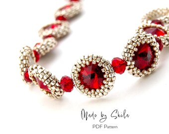 Rivoli Bracelet Pattern PDF • Peyote Stitch Tutorial • Beaded Crystal Bracelet DIY