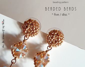 Jewellery making - Beading Pattern Tutorial Step by step INSTANT download PDF - Beaded Bead * five / disc *