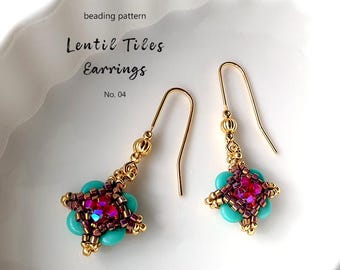 Beaded Lentil Tile Earrings Pattern: Seed Bead Jewelry Making (PDF Pattern)