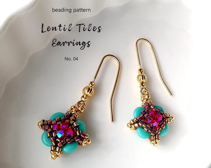 Beaded Lentil Tile Earrings Pattern: Seed Bead Jewelry Making (PDF Pattern)