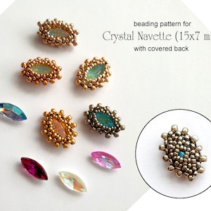 Beading Pattern -  RAW Bezel for Crystal Navette 15 x 7 mm  with covered back