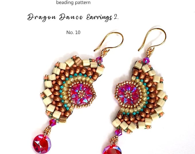 Beaded Earrings Pattern: Dragon Dance 2, Seed Beads & Bicones (PDF Pattern)