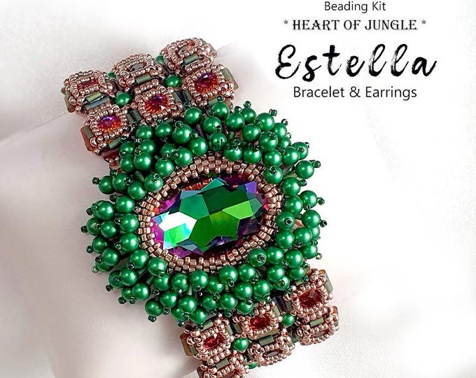 Beaded Bracelet & Earrings Making Kit: Estella "Heart of Jungle"