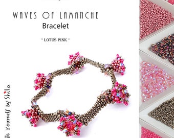 Jewelry making Kit - Beading Kit with Japanese beads and Austrian Crystals - Waves of La Manche Bracelet No 33 - Lotus Pink