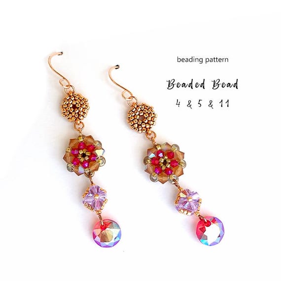 Beaded Earrings Pattern: Seed Beads, Crystals, Pearls (PDF Download)