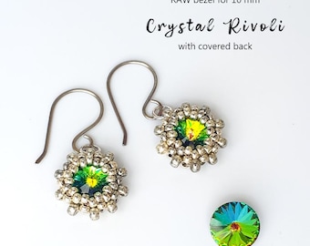 Beaded Rivoli Bezel Pattern: 10mm Crystal Round Stone, RAW (PDF Pattern)