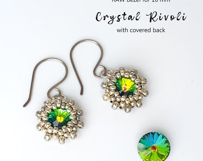 Beaded Rivoli Bezel Pattern: 10mm Crystal Round Stone, RAW (PDF Pattern)