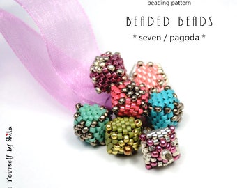 Jewelry making - Beading Pattern Tutorial Step by step INSTANT download PDF - Beaded Bead * seven / Pagoda *