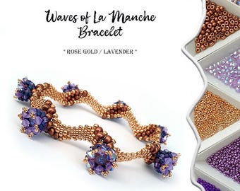 Beaded Bracelet Making Kit: Seed Beads & Crystals - Waves of La Manche (PDF Pattern)