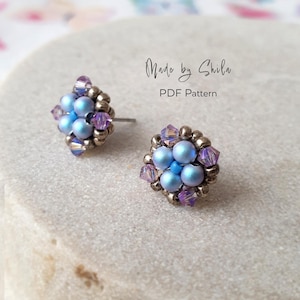 Patrón PDF de aretes de perlas con cuentas • Técnica RAW