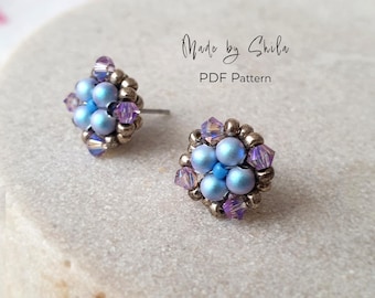 Beaded Pearl Stud Earrings PDF Pattern • RAW Technique