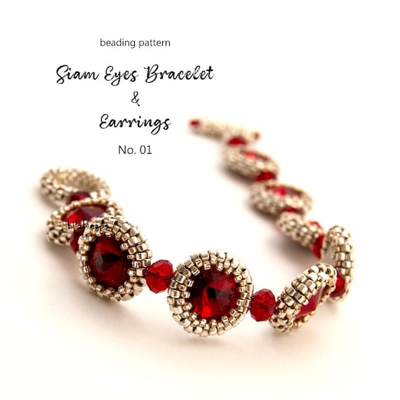 Pattern Tutorial - Bracelet Jewelry making with Seed beads and Crystals Step-by-step PDF Instant download - Siam Eyes Bracelet No 01
